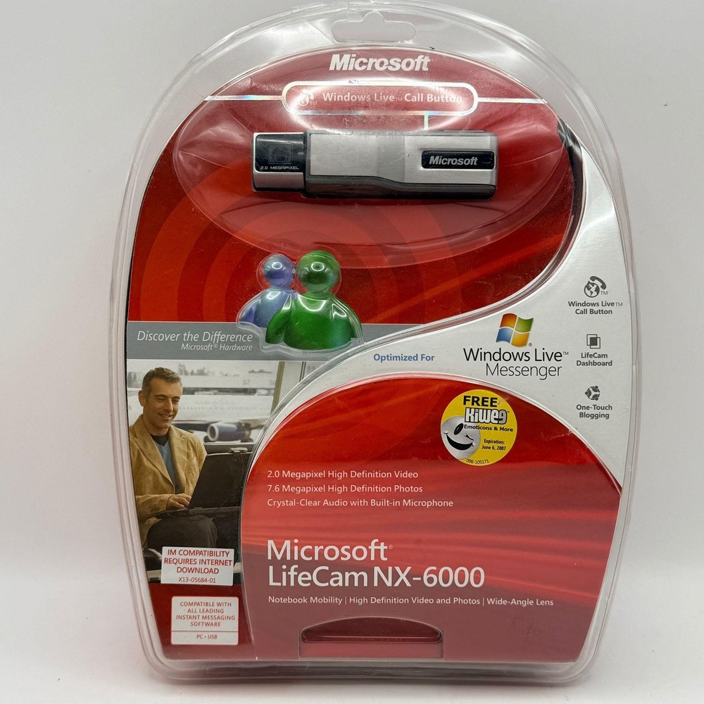 Microsoft LifeCam NX-6000 USB Webcam 2.0MP HD Notebook Camera New Sealed